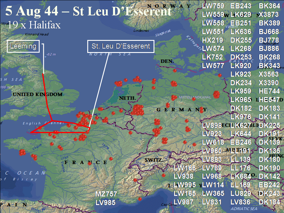 August 5, 1944 raid route