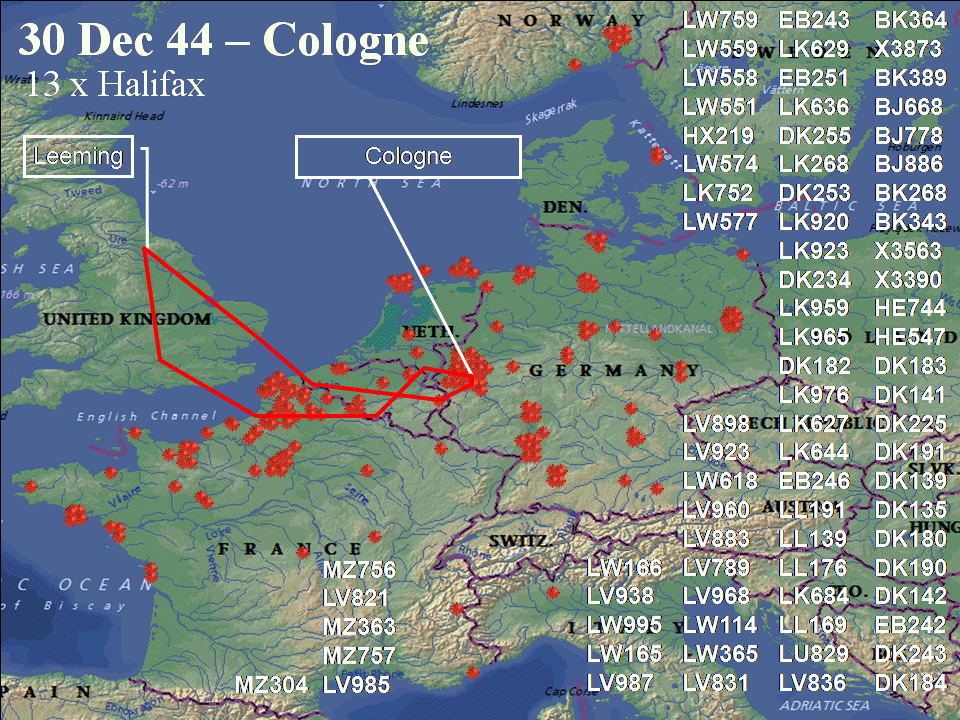 December 30, 1944 raid route