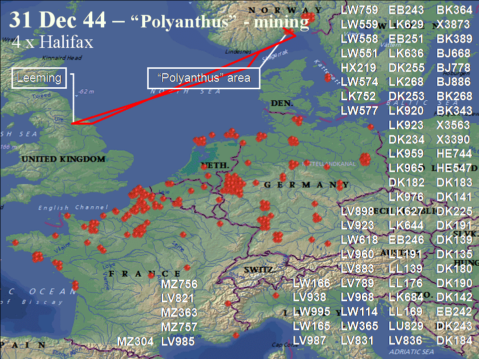 December 31, 1944 raid route