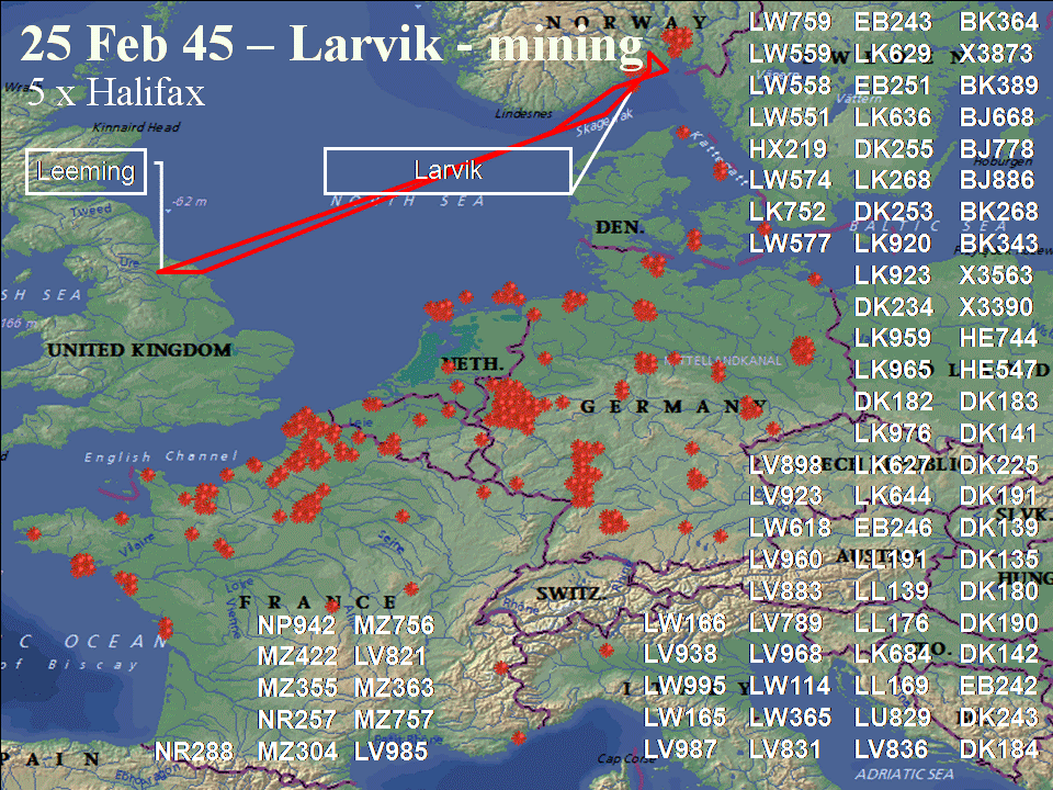 February 25, 1944 raid route