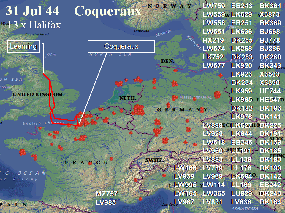 July 24, 1944 raid route