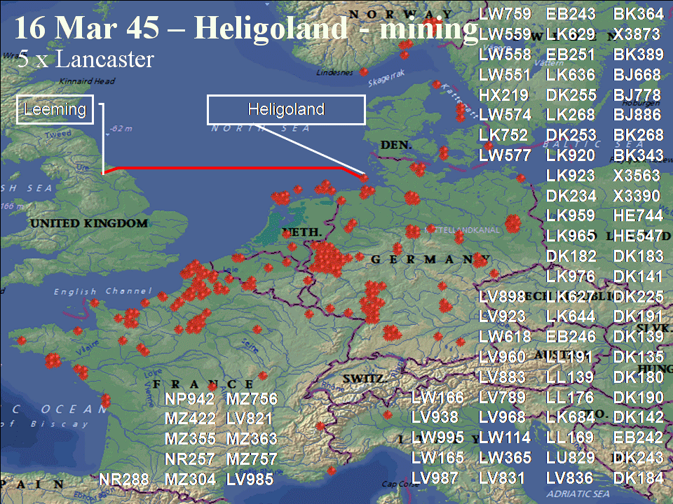 March 16, 1945 raid route