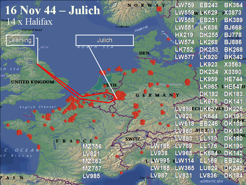 November 16, 1944 raid route
